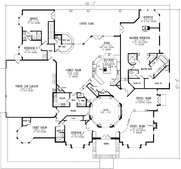 Adobe / Southwestern Floor Plan - Main Floor Plan #1-934
