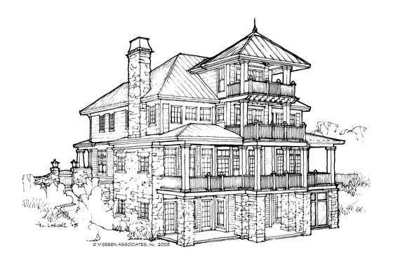 Exterior - Rear Elevation for Craftsman House Plan #928-7 - 3 bed, 3 bath