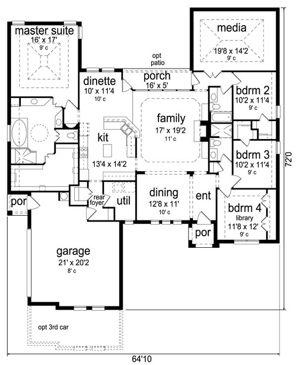 Architectural House Design - Traditional Floor Plan - Main Floor Plan #84-594