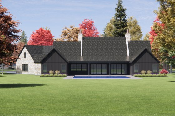 Exterior - Rear Elevation 1 for European House Plan #1096-22 - 4 bed, 4.5 bath