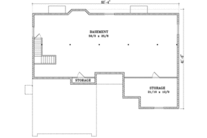 Floor Plan - Lower Floor for Adobe / Southwestern House Plan #1-770 - 3 bed, 2.5 bath