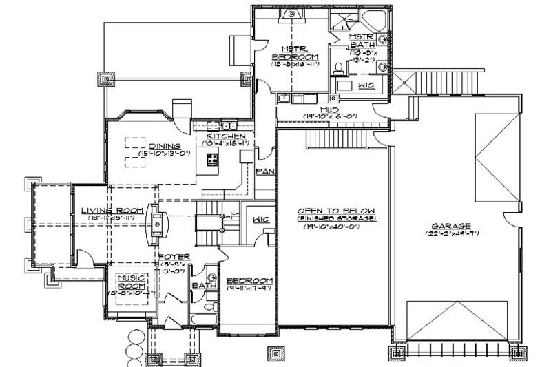 Home Plan - Floor Plan - Main Floor for Bungalow House Plan #5-386 - 5 bed, 4 bath