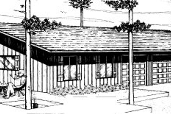 Exterior - Front Elevation for Ranch House Plan #303-429 - 3 bed, 1 bath