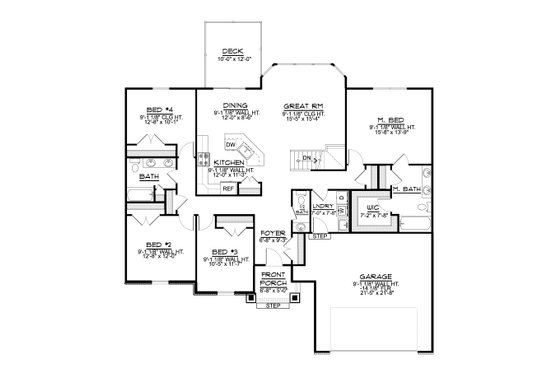 Floor Plan - Main Floor for Craftsman House Plan #1064-132 - 4 bed, 2.5 bath