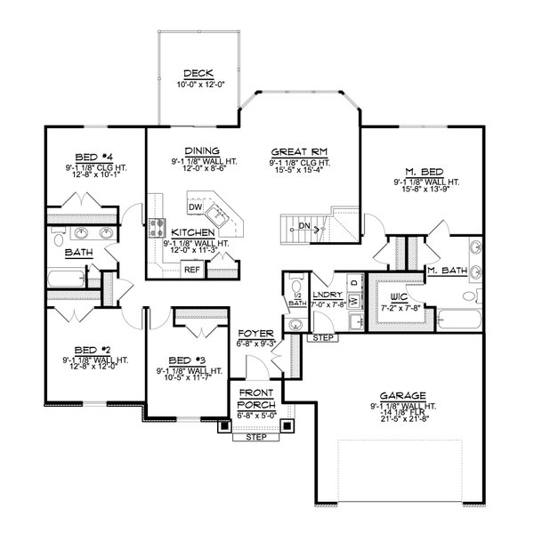 Craftsman Floor Plan - Main Floor Plan #1064-132