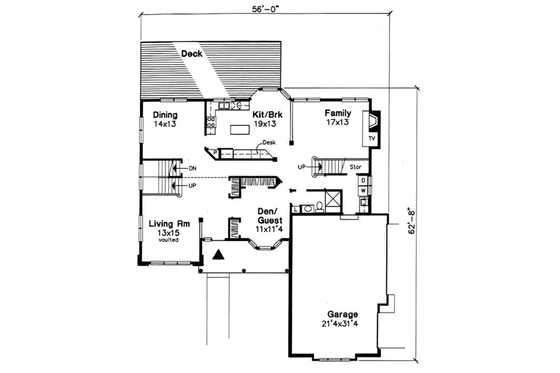 Floor Plan - Main Floor for Traditional House Plan #50-162 - 4 bed, 3 bath
