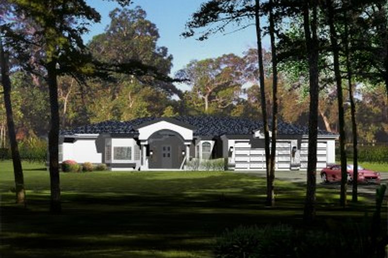 Architectural House Design - Adobe / Southwestern Exterior - Front Elevation Plan #1-768