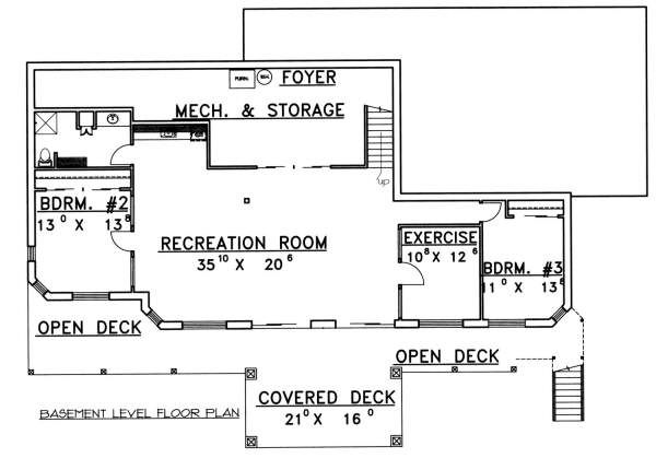 Southern Floor Plan - Lower Floor Plan #117-565