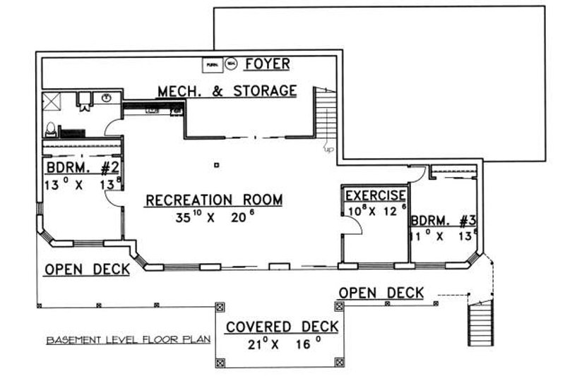 Dream House Plan - Floor Plan - Lower Floor for Southern House Plan #117-565 - 3 bed, 2.5 bath