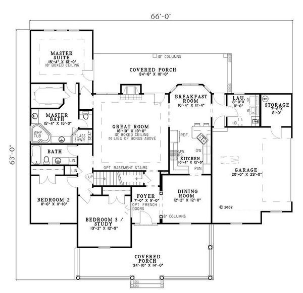 House Design - Country style house plan, main level floor plan