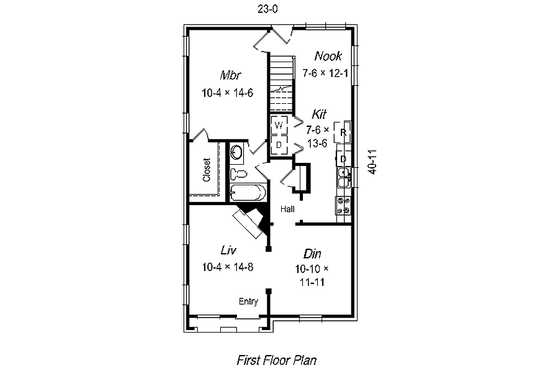 Floor Plan - Main Floor for Cottage House Plan #329-173 - 3 bed, 2 bath