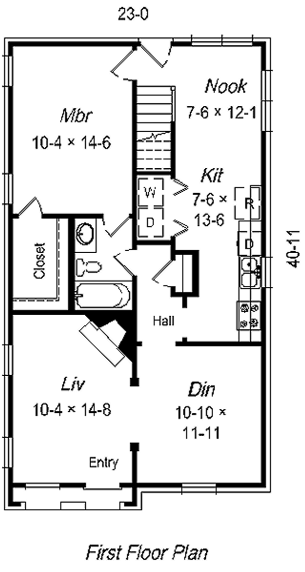 Floor Plan - Main Floor for Cottage House Plan #329-173 - 3 bed, 2 bath