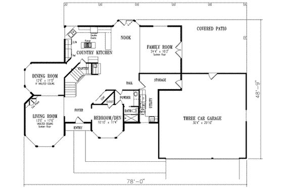 Floor Plan - Main Floor for European House Plan #1-749 - 5 bed, 3 bath