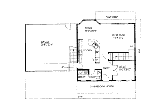 Floor Plan - Main Floor for Traditional House Plan #117-201 - 3 bed, 3 bath