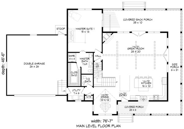 Architectural House Design - Country Floor Plan - Main Floor Plan #932-145