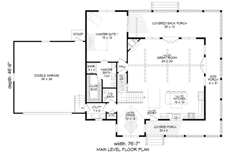 House Design - Floor Plan - Main Floor for Country House Plan #932-145 - 4 bed, 3.5 bath