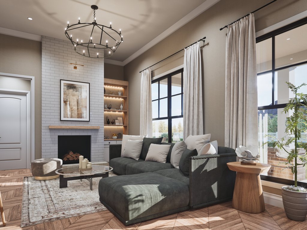 Interior - Family Room for Farmhouse House Plan #54-683 - 3 bed, 2.5 bath