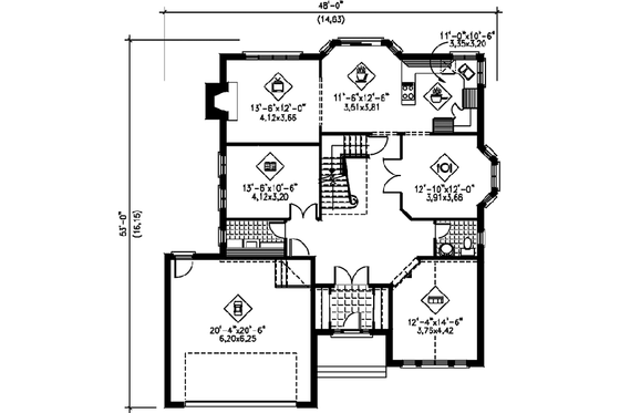 Floor Plan - Main Floor for European House Plan #25-4179 - 4 bed, 2.5 bath
