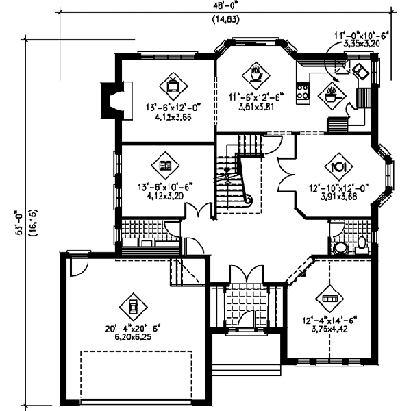 European Floor Plan - Main Floor Plan #25-4179
