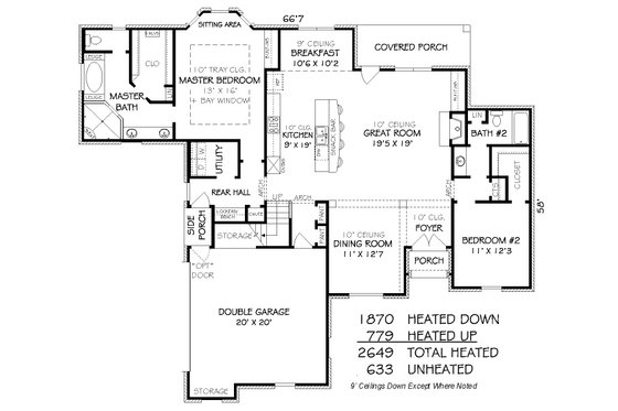 Floor Plan - Main Floor for European House Plan #424-249 - 3 bed, 3 bath