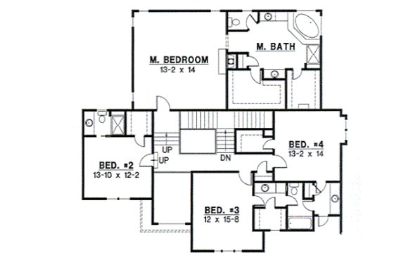 Floor Plan - Upper Floor for Traditional House Plan #67-617 - 4 bed, 3.5 bath