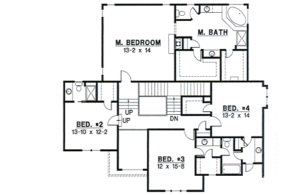 Traditional Floor Plan - Upper Floor Plan #67-617