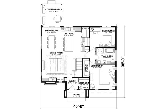 Floor Plan - Main Floor for Modern House Plan #23-2762 - 4 bed, 2 bath