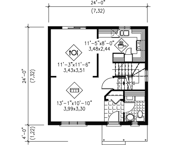 European Floor Plan - Main Floor Plan #25-4006