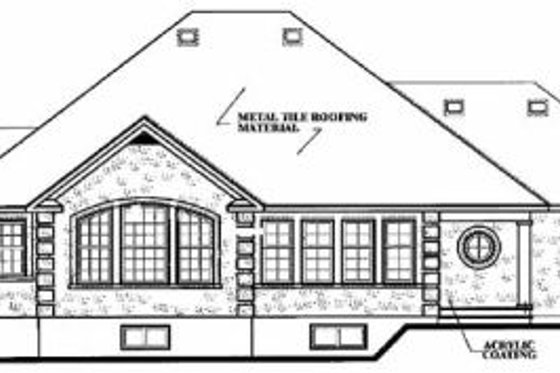Exterior - Rear Elevation for European House Plan #23-127 - 3 bed, 2 bath