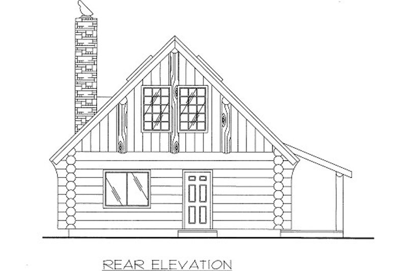 Home Plan - Exterior - Rear Elevation for Log House Plan #117-600 - 1 bed, 1 bath