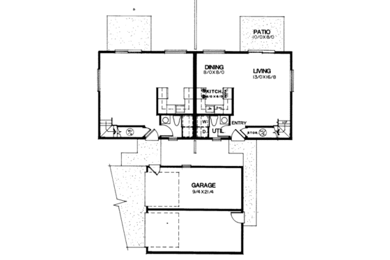 Floor Plan - Main Floor for Modern House Plan #303-251 - 2 bed, 1.5 bath