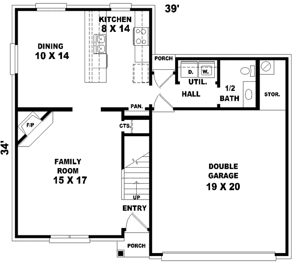 Floor Plan - Main Floor for European House Plan #81-656 - 3 bed, 2.5 bath