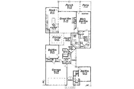 Floor Plan - Main Floor for European House Plan #52-188 - 3 bed, 3 bath