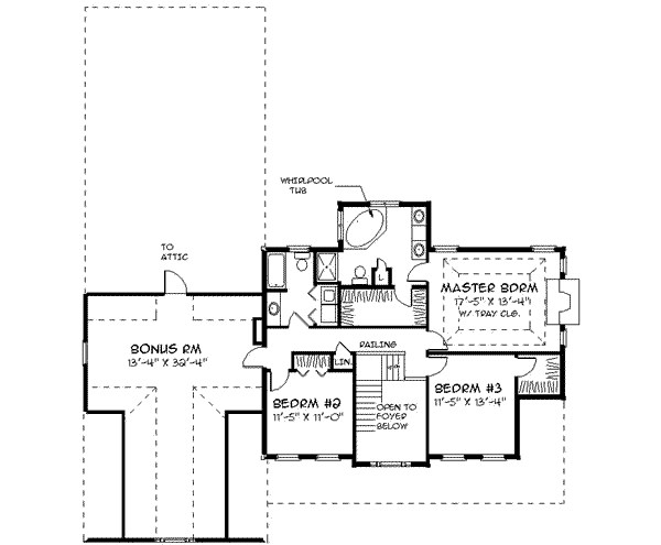 Country Floor Plan - Upper Floor Plan #75-189