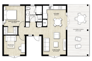 Floor Plan - Main Floor for Ranch House Plan #924-11 - 2 bed, 1 bath