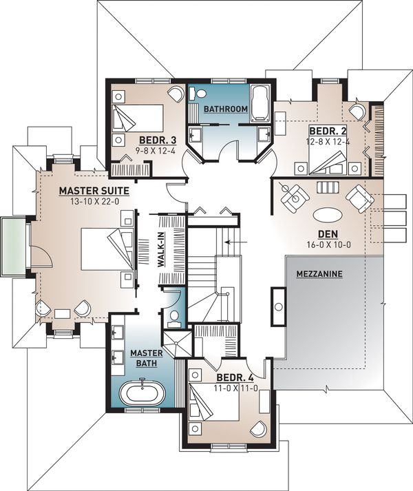 House Design - European Floor Plan - Upper Floor Plan #23-583