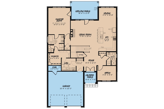 Floor Plan - Main Floor for European House Plan #923-57 - 4 bed, 3 bath