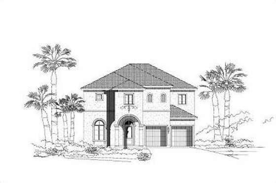 Exterior - Front Elevation for European House Plan #411-340 - 3 bed, 3.5 bath