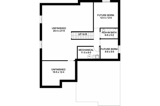 Floor Plan - Lower Floor for Craftsman House Plan #126-199 - 3 bed, 2 bath