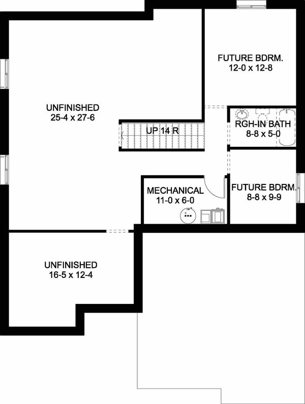 Craftsman Floor Plan - Lower Floor Plan #126-199