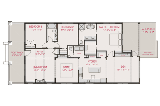 Floor Plan - Main Floor for Craftsman House Plan #461-79 - 3 bed, 2.5 bath