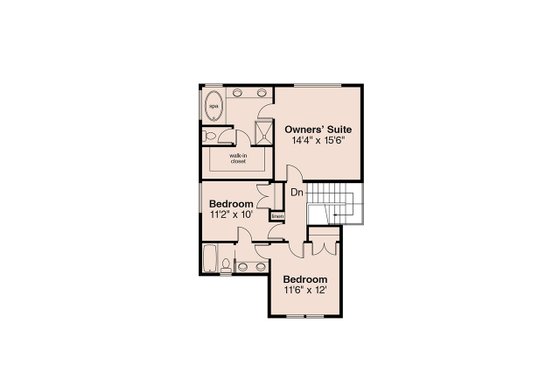 Floor Plan - Upper Floor for Mediterranean House Plan #124-299 - 4 bed, 3 bath