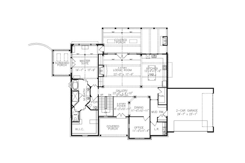 Architectural House Design - Floor Plan - Main Floor for Farmhouse House Plan #54-572 - 4 bed, 4.5 bath