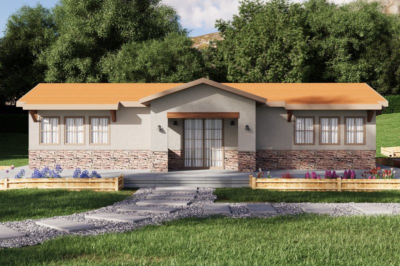 Architectural House Design - Exterior - Front Elevation 5 for Mediterranean House Plan #1106-102 - 2 bed, 1 bath