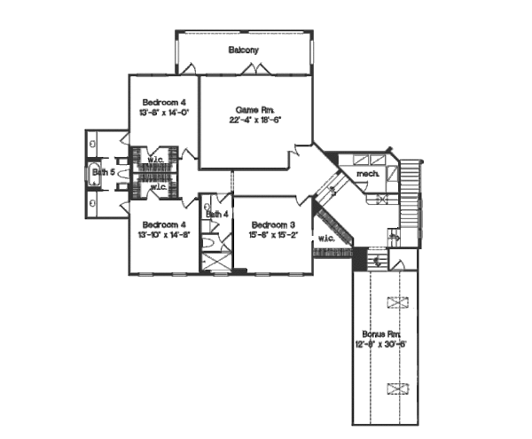 Southern Floor Plan - Upper Floor Plan #135-205