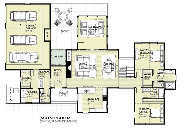 Architectural House Design - Farmhouse Floor Plan - Main Floor Plan #901-150