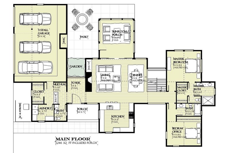Dream House Plan - Floor Plan - Main Floor for Farmhouse House Plan #901-150 - 4 bed, 3.5 bath
