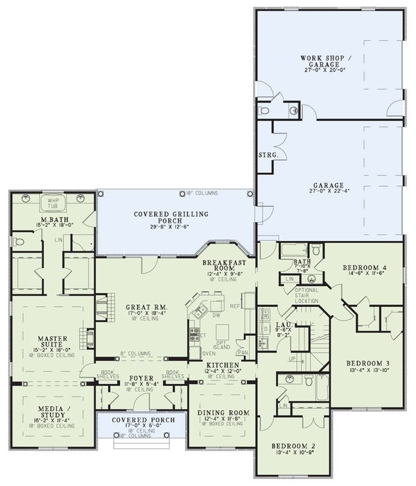 House Plan Design - Country Floor Plan - Main Floor Plan #17-2916
