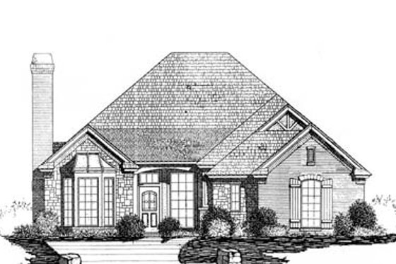 Exterior - Front Elevation for European House Plan #310-585 - 3 bed, 2 bath