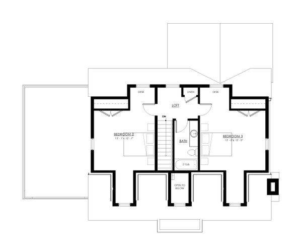 Architectural House Design - Bungalow Floor Plan - Upper Floor Plan #1114-62